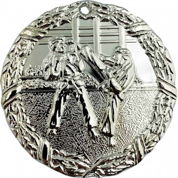 70MM SILVER SOLID DIECAST MARTIAL ARTS MEDAL